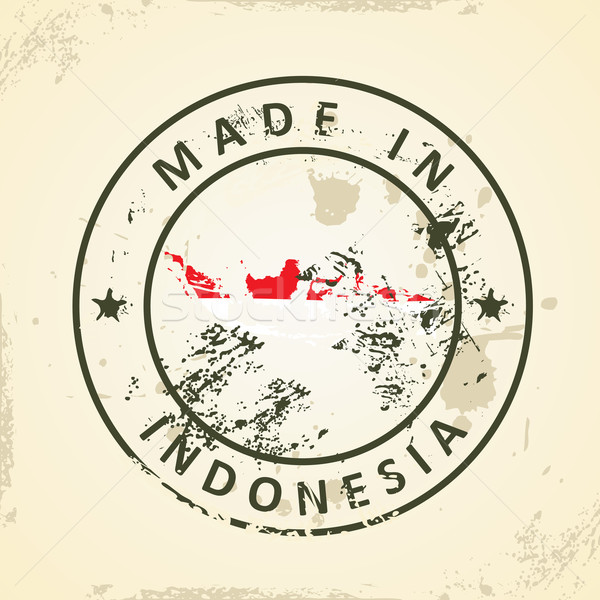 Stamp with map flag of Indonesia Stock photo © ojal