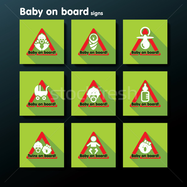 Vector flat baby on board sign set Stock photo © ojal