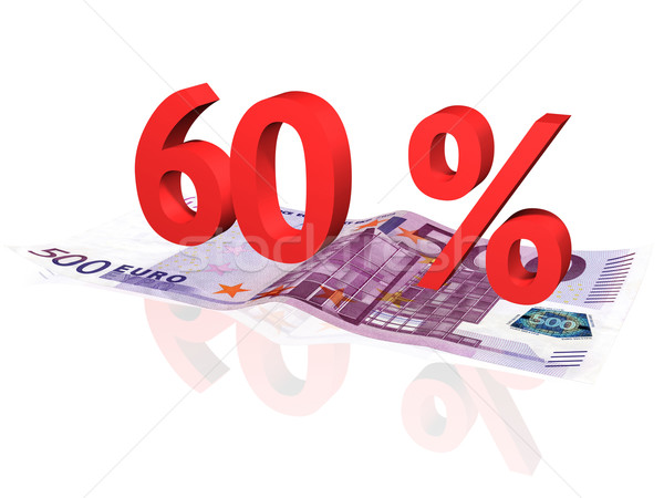 3d rendered 60 % percentage on euro banknote Stock photo © ojal