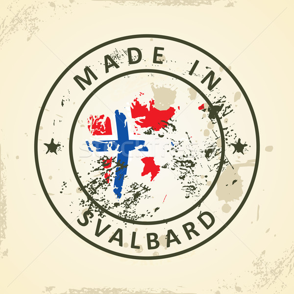 Stamp with map flag of Svalbard Stock photo © ojal