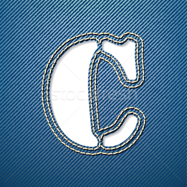 Stock photo: Denim jeans letter C
