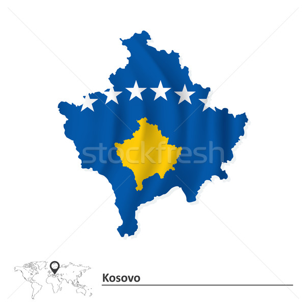Karte Kosovo Flagge Hintergrund blau Tabelle Stock foto © ojal