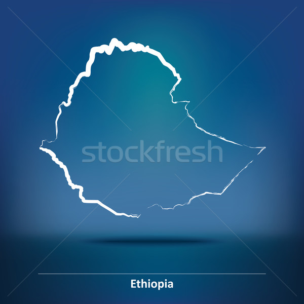 Doodle kaart Ethiopië wereld kunst groene Stockfoto © ojal
