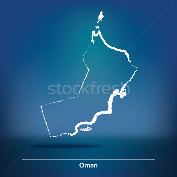 Doodle mappa Oman viaggio rosso silhouette Foto d'archivio © ojal