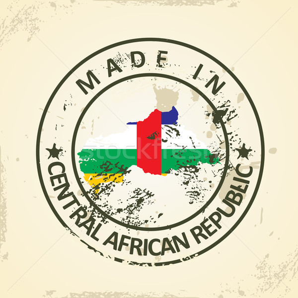 Stamp with map flag of Central African Republic Stock photo © ojal