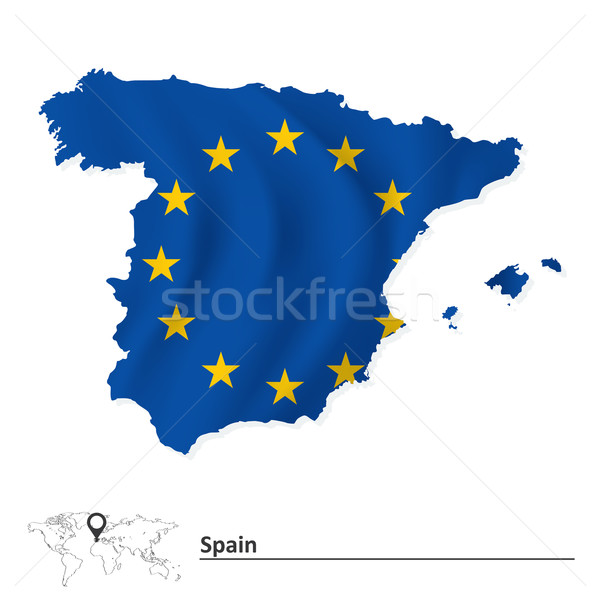 Stockfoto: Kaart · Spanje · europese · unie · vlag · wereld