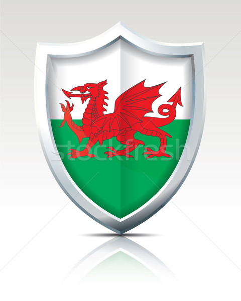 Stockfoto: Schild · vlag · wales · kaart · wereld · oceaan