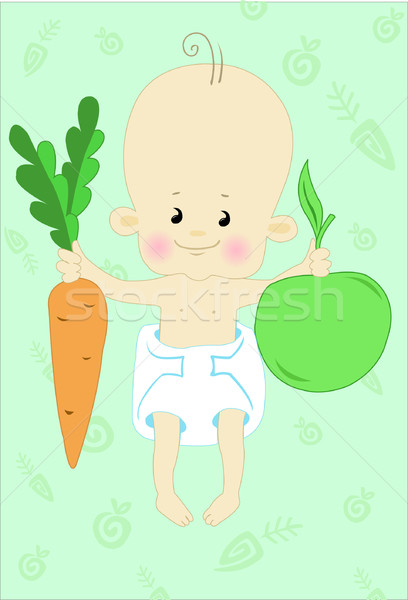 Gyerek gyümölcs baba pelenka alma sárgarépa Stock fotó © Oksvik
