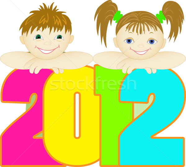 Stock photo: Children  on number