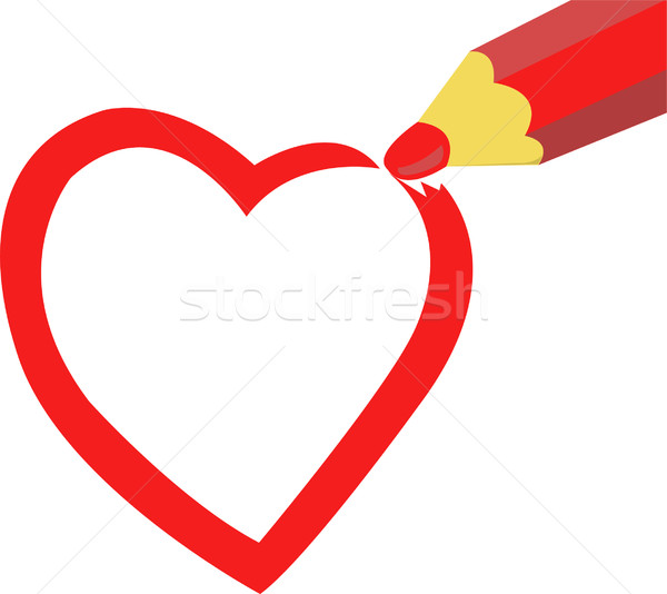 Vopsit inimă roşu creion hârtie Imagine de stoc © Oksvik