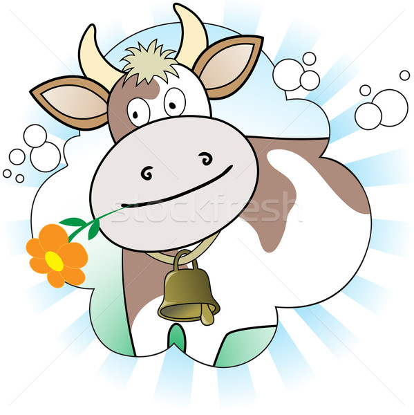 牛 オレンジ 花 白 青 笑顔 ストックフォト © Oksvik