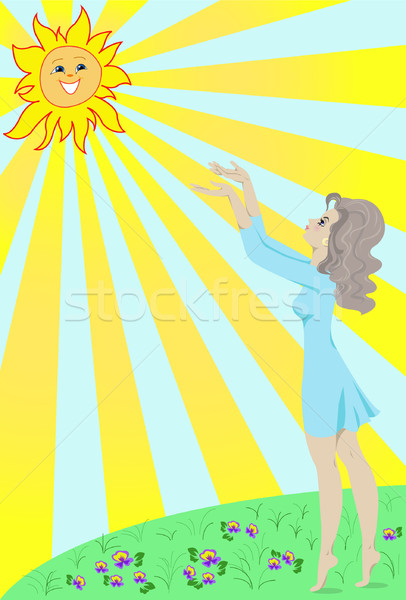 Stock photo: Girl stretches towards the sun