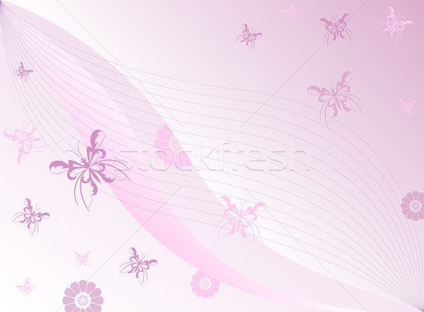 [[stock_photo]]: Rose · fleurs · papillons · résumé · design · fond