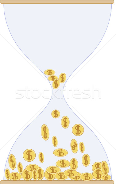 Timpul este bani sticlă clepsidră monede de aur afaceri ceas Imagine de stoc © Oksvik