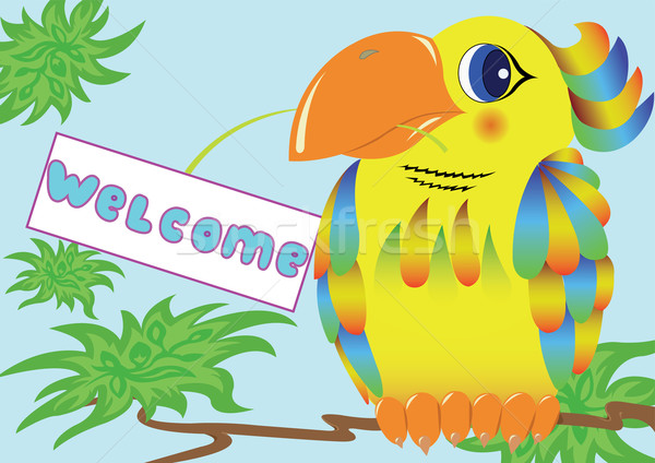 Papagal colorat cioc semna invitaţie fericit Imagine de stoc © Oksvik