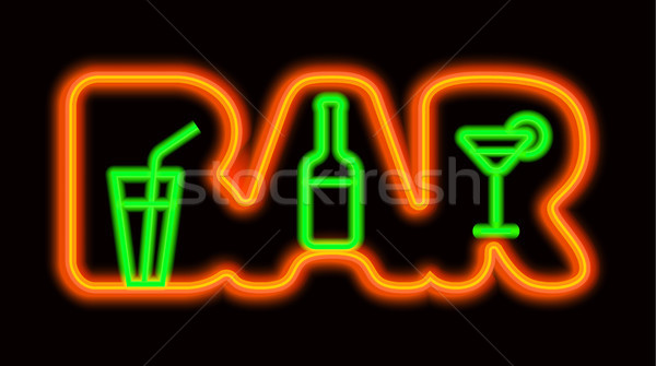 neon signboard bar Stock photo © olegtoka