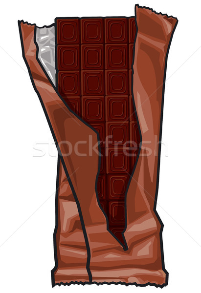 [[stock_photo]]: Chocolat · noir · bar · illustration · ouvrir · emballage · chocolat