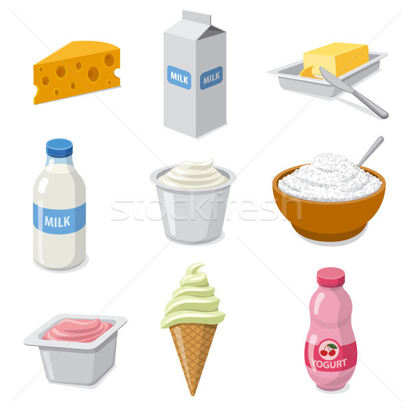 milk products icons Stock photo © olegtoka