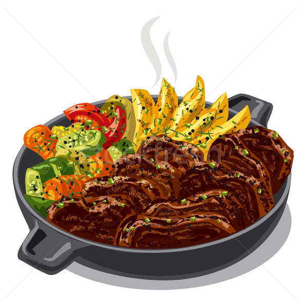 Carne hortalizas ilustración pan tomate Foto stock © olegtoka