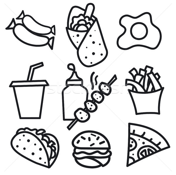 Essen Symbole Zeichen Illustration Set street food Stock foto © olegtoka