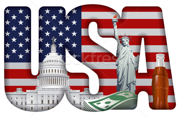 usa incscription with landmarks Stock photo © olegtoka