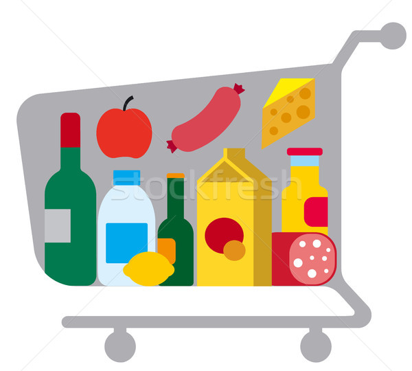 Foto stock: Alimentos · ilustración · carrito · diferente · tienda