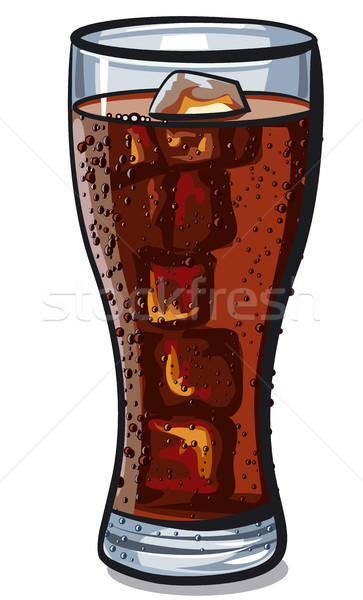 Cola vidrio cubo de hielo ilustración alimentos Foto stock © olegtoka