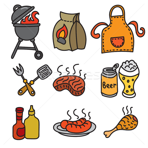 barbecue picnic icons Stock photo © olegtoka