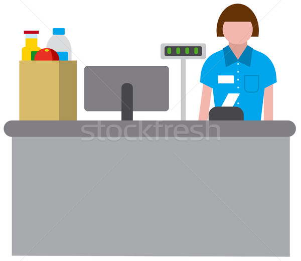 Cajero ilustración icono mujer trabajo mercado Foto stock © olegtoka