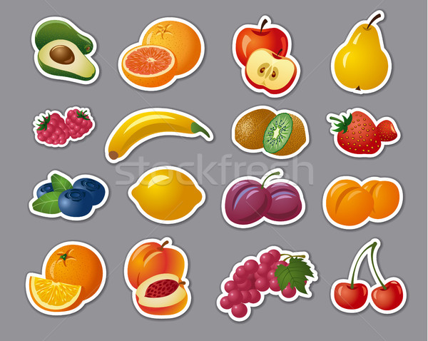 stickers of fruits and berries Stock photo © olegtoka