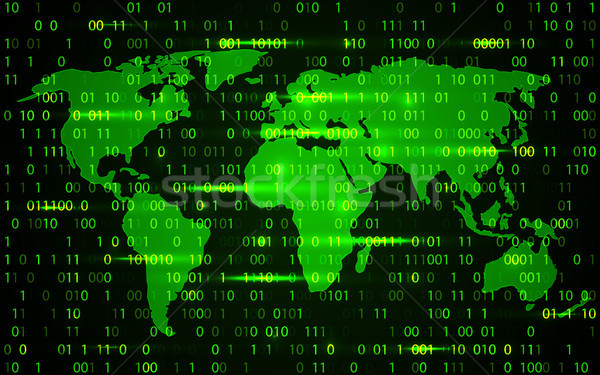 Világtérkép technológia titkosítás bináris szám kód Stock fotó © olehsvetiukha
