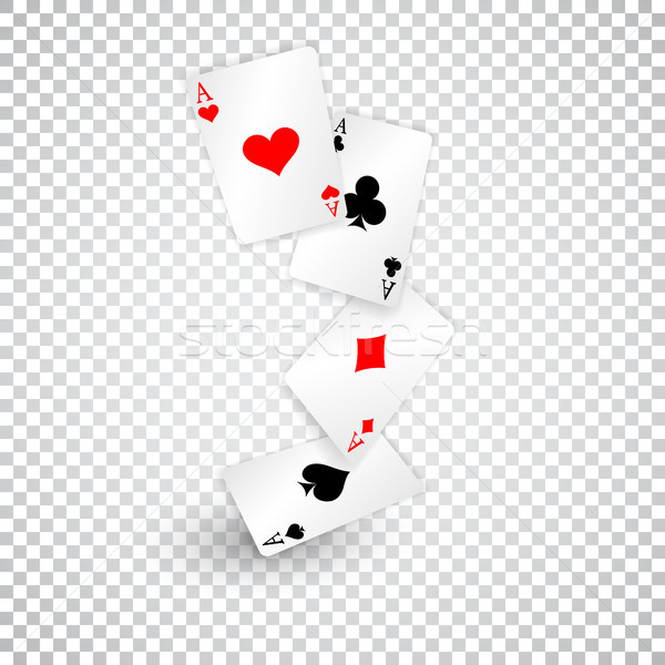 Four aces of diamonds clubs spades and hearts fall or fly as poker playing cards Stock photo © olehsvetiukha