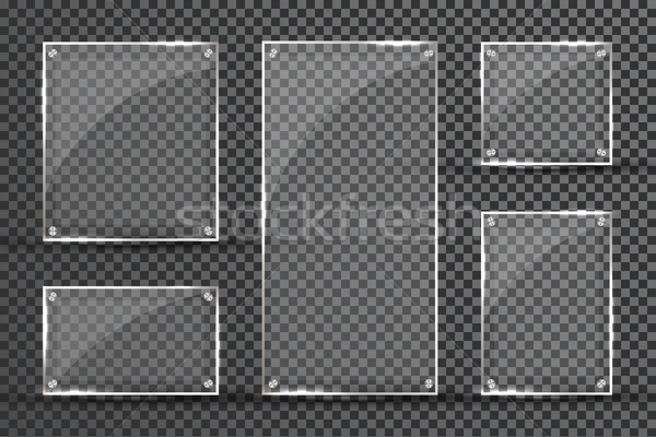 Glass plates are installed. Vector glass banners on a transparent background. Glass. Glass paintings Stock photo © olehsvetiukha