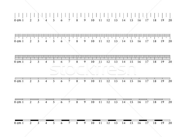 Metric Imperial Rulers. Centimeter. Measuring tool. Ruler Graduation. Size indicator units. Vector Stock photo © olehsvetiukha