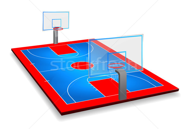 Perspective vector illustration of Basketball court field with shield. Vector EPS 10. Room for copy Stock photo © olehsvetiukha