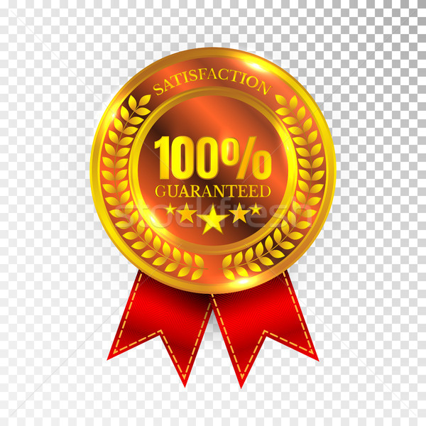 100 percent Satisfaction Guaranteed Golden Medal Label Icon Seal Sign Isolated on White Background.  Stock photo © olehsvetiukha