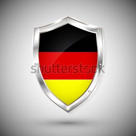 Germany flag on metal shiny shield vector illustration. Collection of flags on shield against white  Stock photo © olehsvetiukha