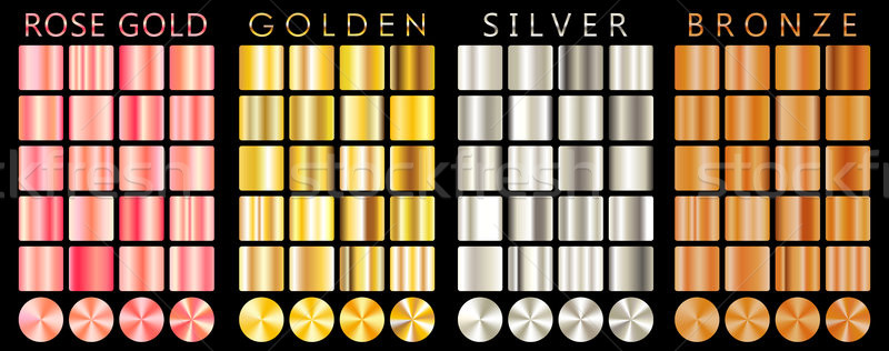 Rose gold, golden, silver, bronze gradient,pattern,template.Set of colors for design,collection of h Stock photo © olehsvetiukha