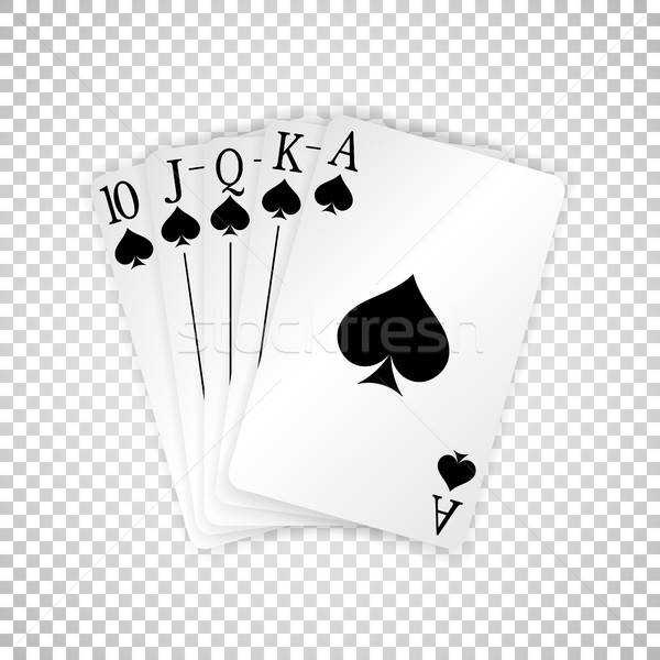 A royal straight flush playing cards poker hand in spades Stock photo © olehsvetiukha