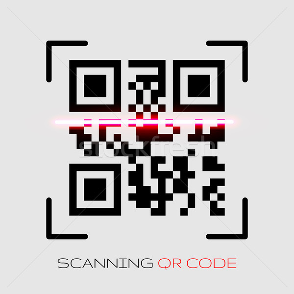 Vector QR code sample for smartphone scanning isolated on blue background Stock photo © olehsvetiukha