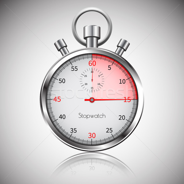 15 seconds. Silver realistic stopwatch with reflection. Vector Stock photo © olehsvetiukha