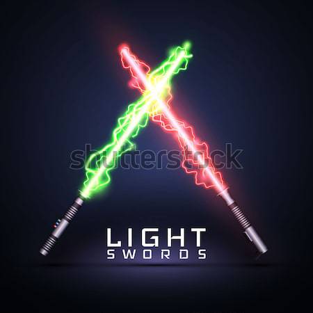 neon light swords. crossed light, fire, flash and sparkles Stock photo © olehsvetiukha
