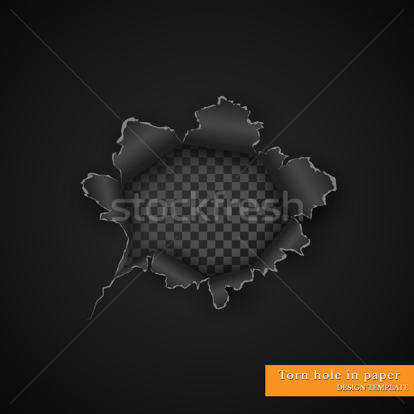 Torn hole in paper with ripped edges with shadow on transparent background. Graphic concept for your Stock photo © olehsvetiukha