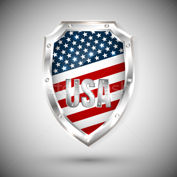 President's day shield banner with stars and stripes presentation. Independence Day shield icon with Stock photo © olehsvetiukha