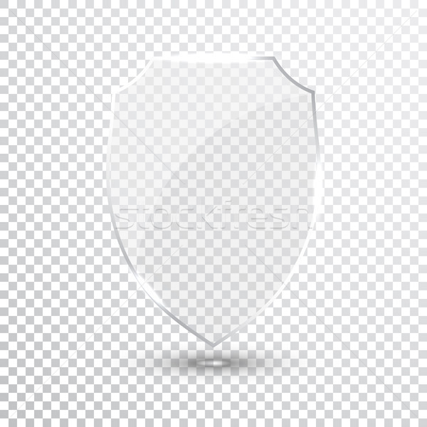 Transparent scut siguranţă sticlă insignă icoană Imagine de stoc © olehsvetiukha