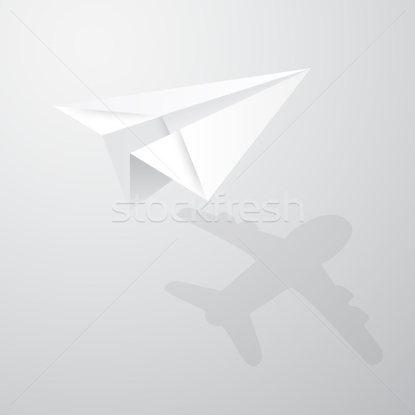 Ilustrare origami avion de hartie alb hârtie fundal Imagine de stoc © olehsvetiukha