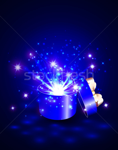 Nyitva ajándék doboz meglepetés mágikus fény tűzijáték Stock fotó © olehsvetiukha