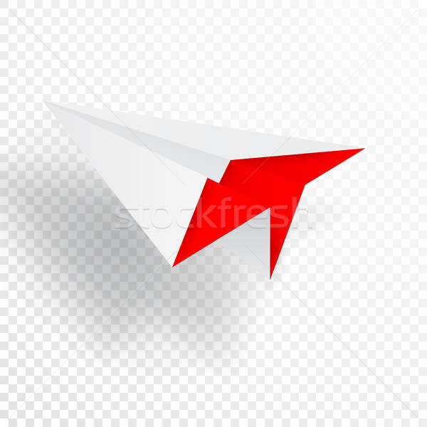 Ilustracja czerwony origami papierowy samolot biały papieru Zdjęcia stock © olehsvetiukha