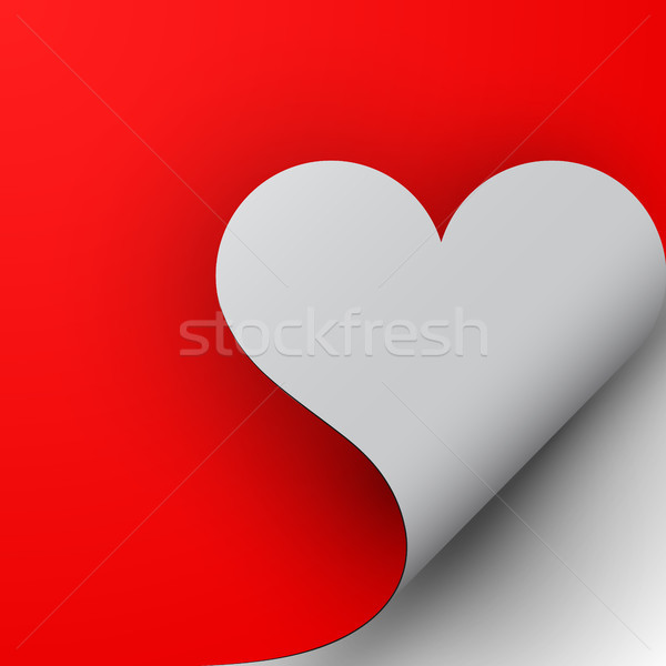 Paper red heart curled corner, vector Stock photo © olehsvetiukha