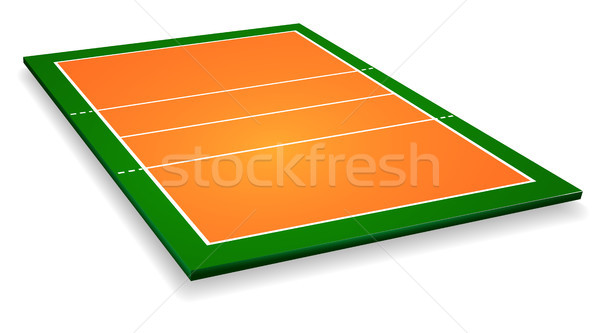 Stock photo: An illustration of an aerial view with perspective volleyball court. Vector EPS 10